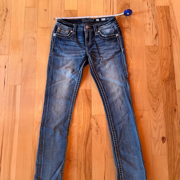 Miss Me Dark Blue Jeans with Contrast Stitching - Picture 8 of 10